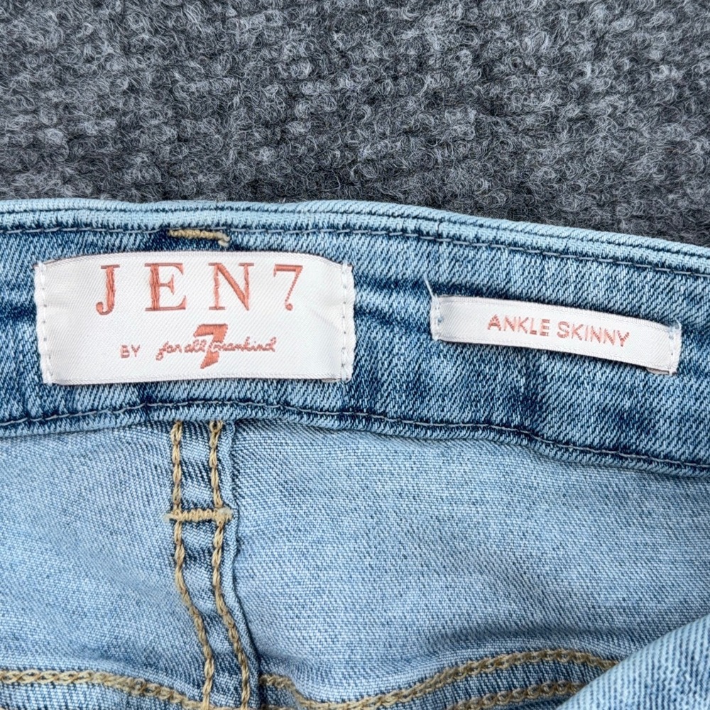 JEN 7 Women's Jeans Ankle Skinny Light Wash Embroidered Floral Size 4 - Picture 3 of 7